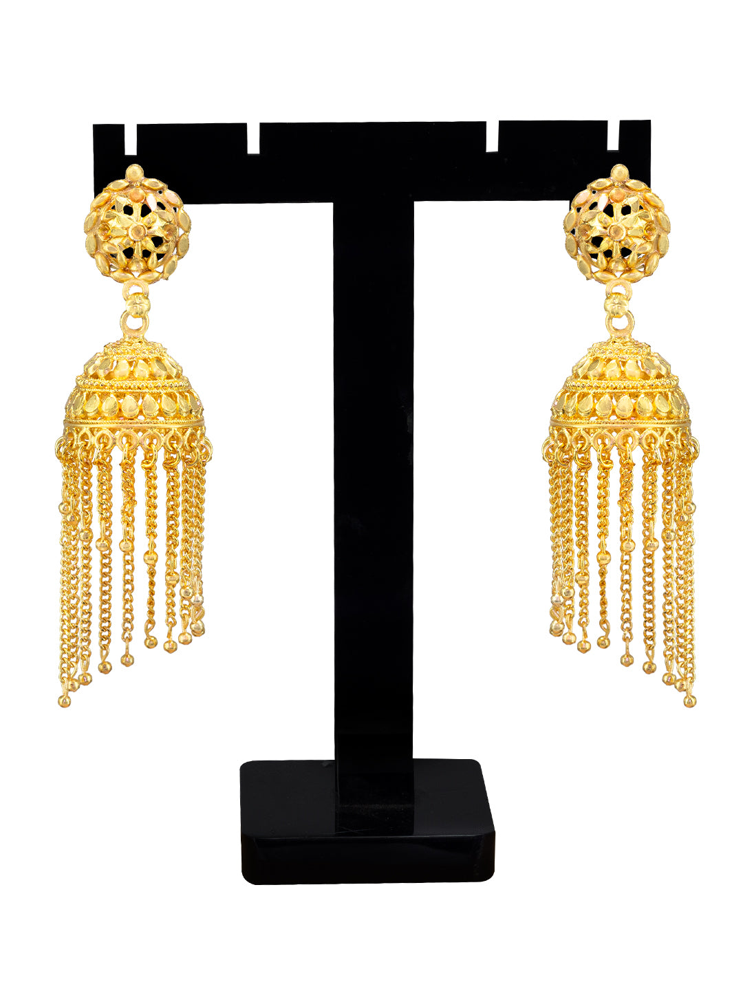 Gold Plated Floral Grander Jhumka Earrings