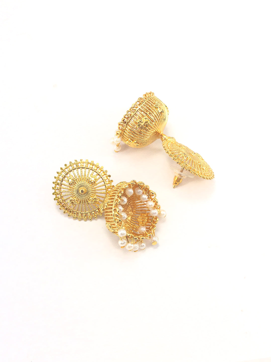 Gold Plated Sun Floral Jhumka Earrings