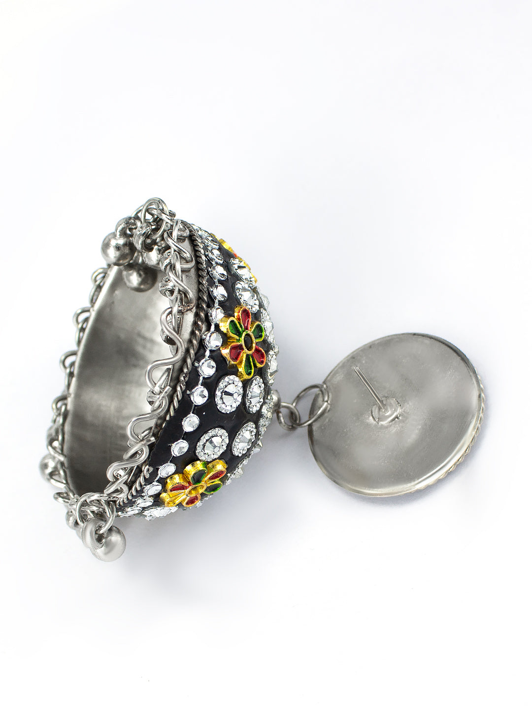 Black & Yellow Beads Drop Jhumka Earrings