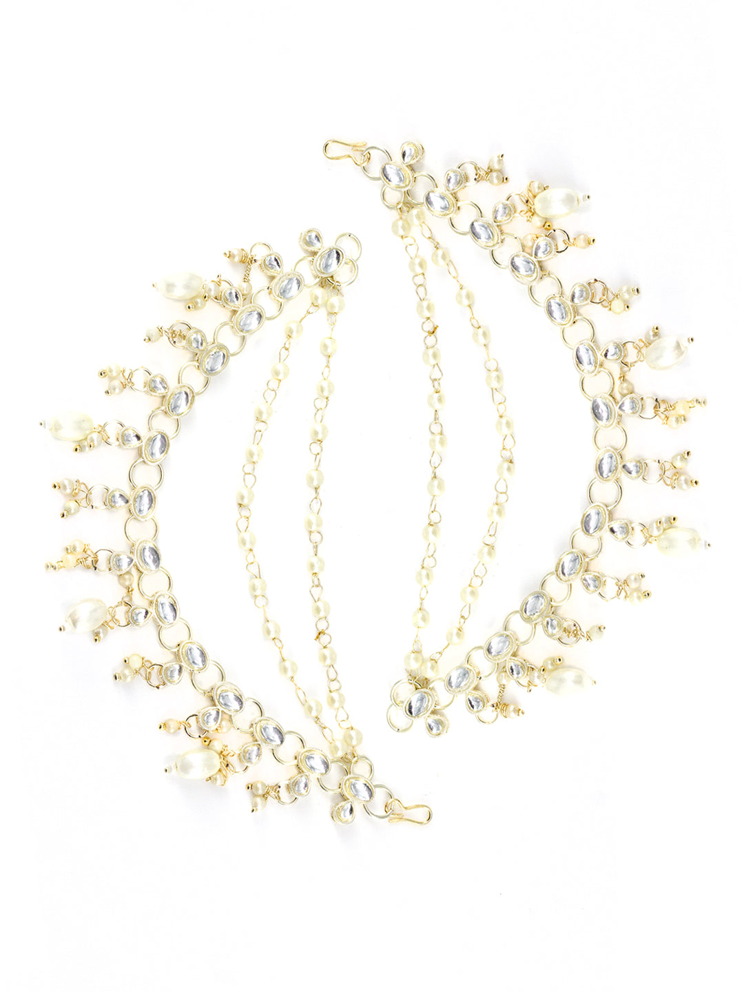 Artificial Stones & Beads Studded 3 Layered Ear Chain
