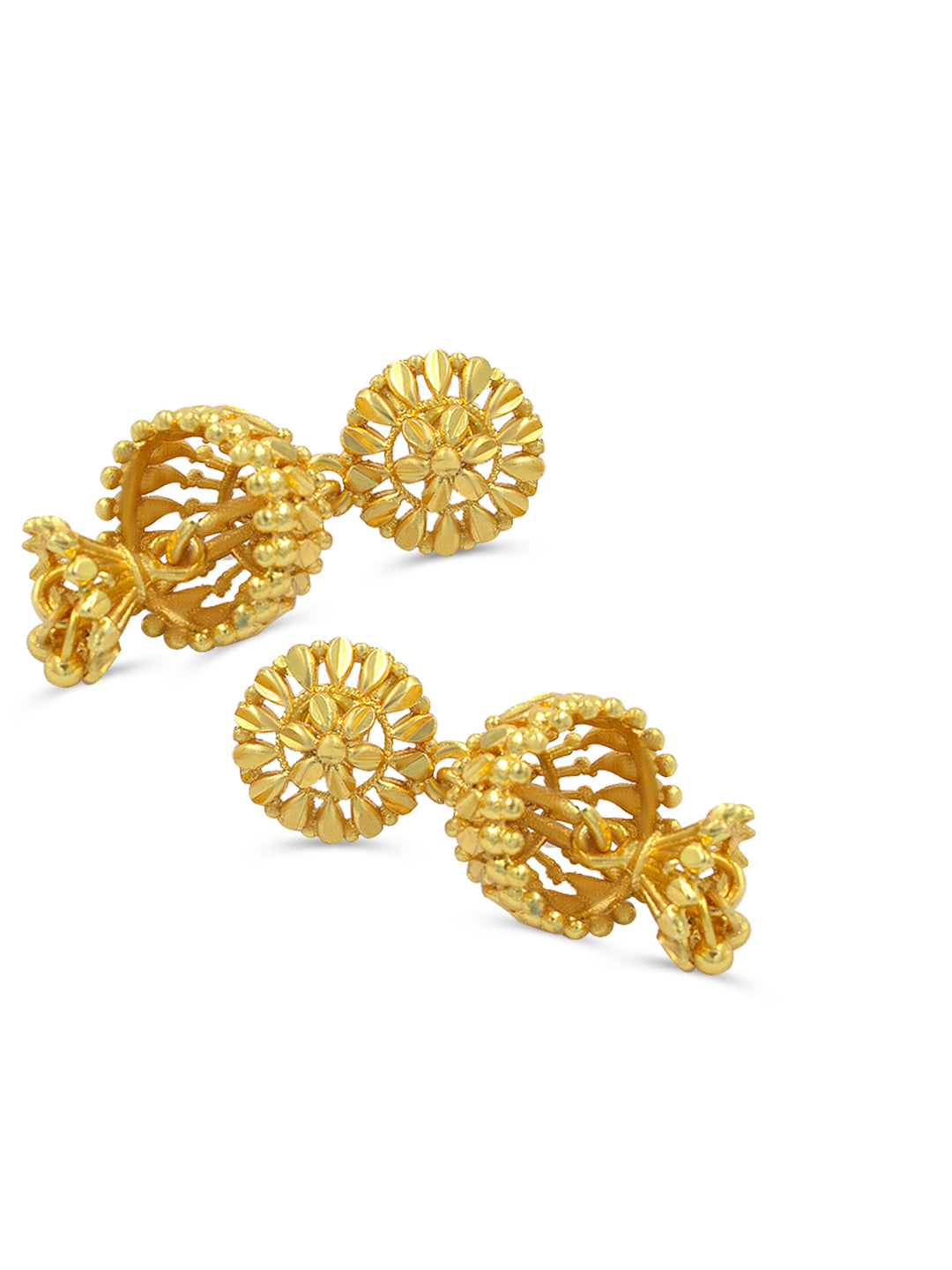 Gold Plated Floral Jhumka Earrings