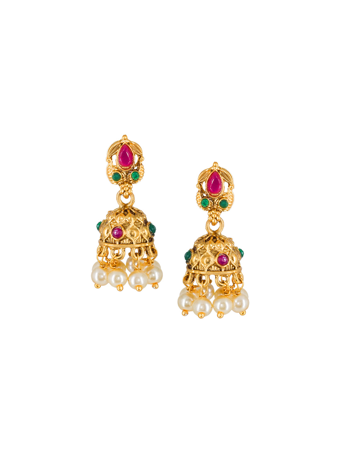 Antique Artificial Stones & Beads Temple Jewellery Set