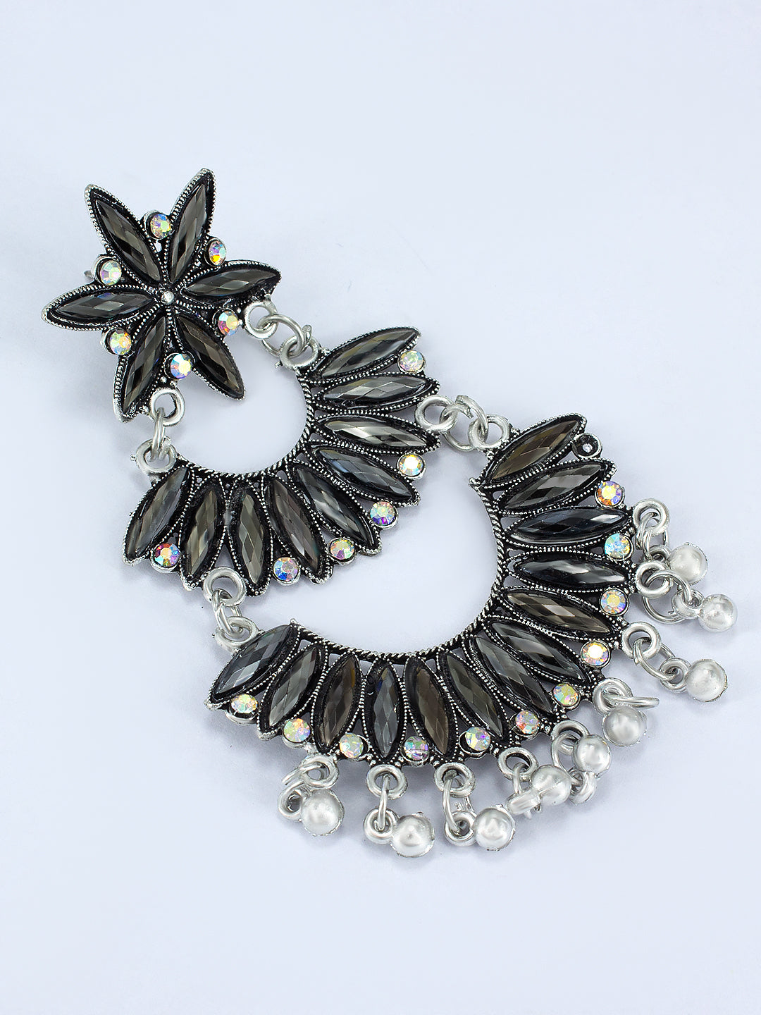 Floral Chandbaali Multi Layered Drop Earrings