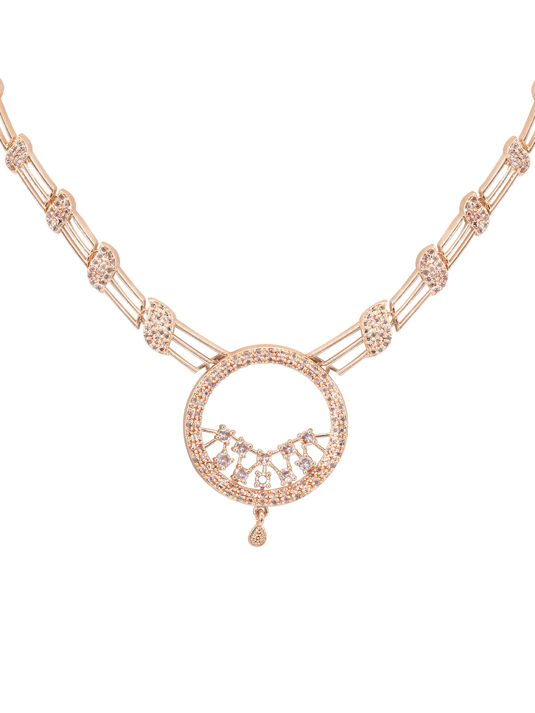 Rose Gold Plated American Diamond Circular Jewellery Set