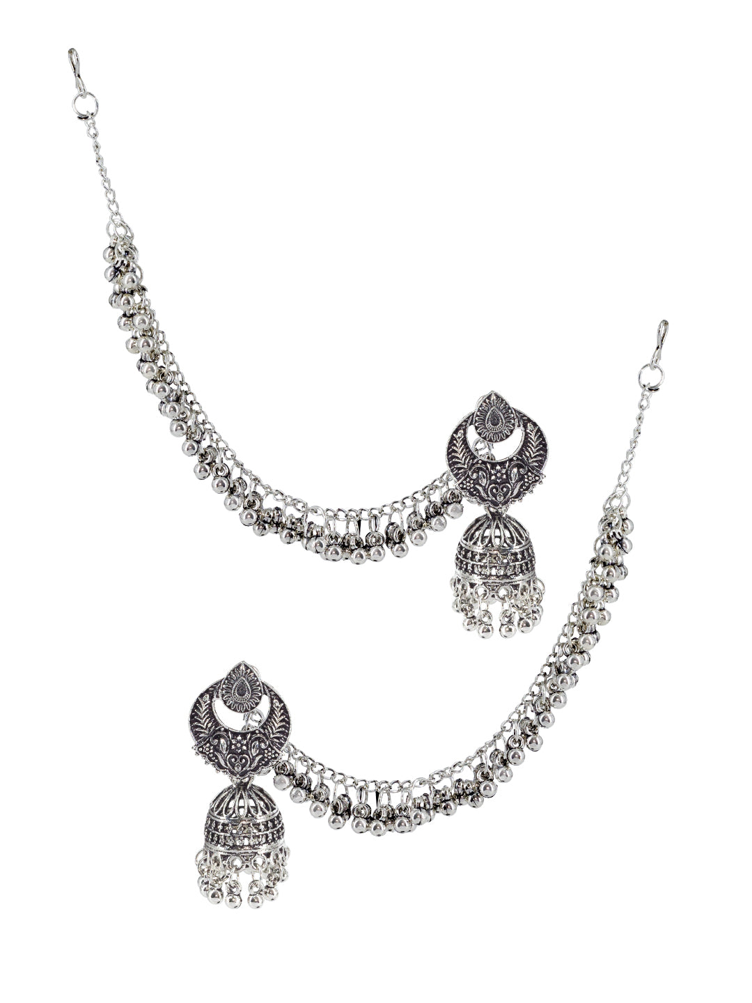 Chandbali Jhumka Earrings With Chain