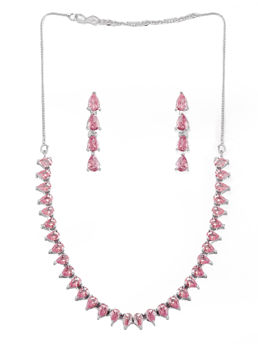 Pink AD Jewellery Set