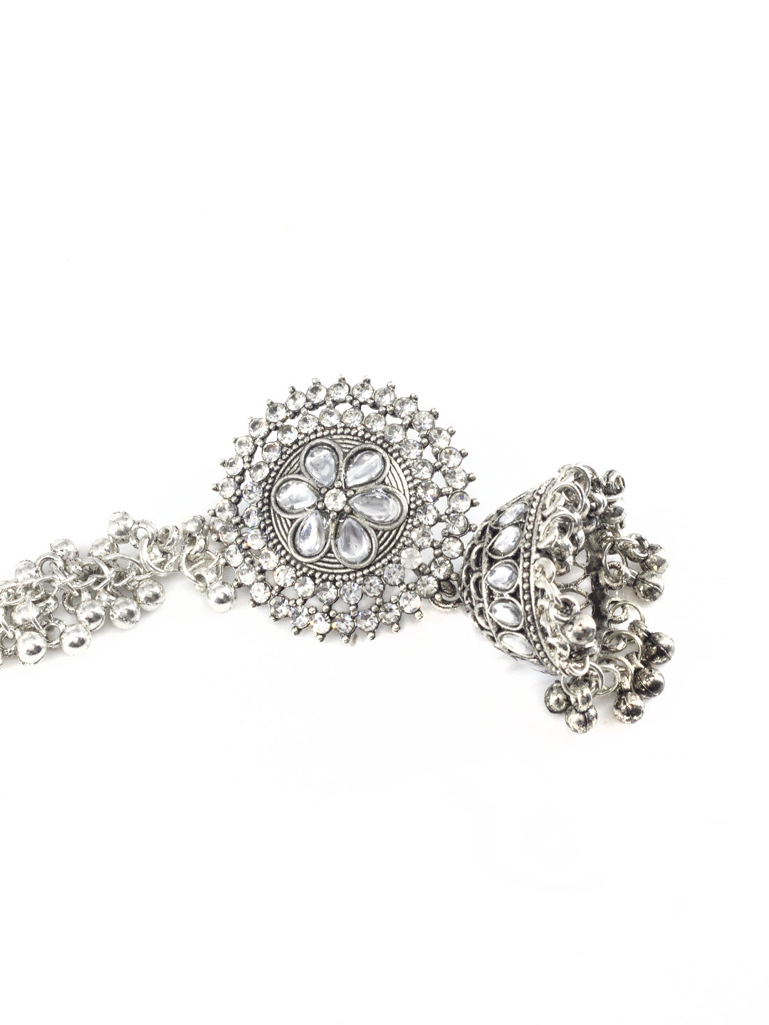 Floral Jhumka Earrings With Chain