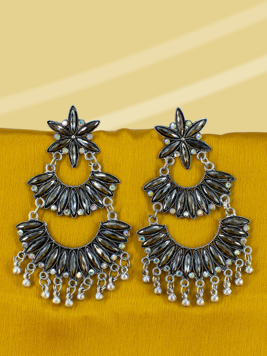 Floral Chandbaali Multi Layered Drop Earrings