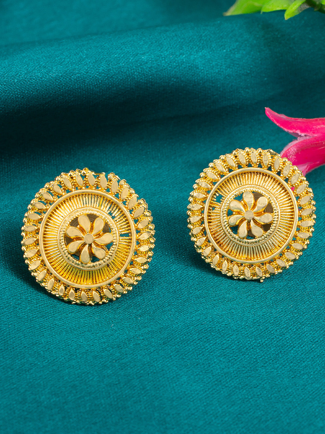 Gold Plated Floral Stud Earrings