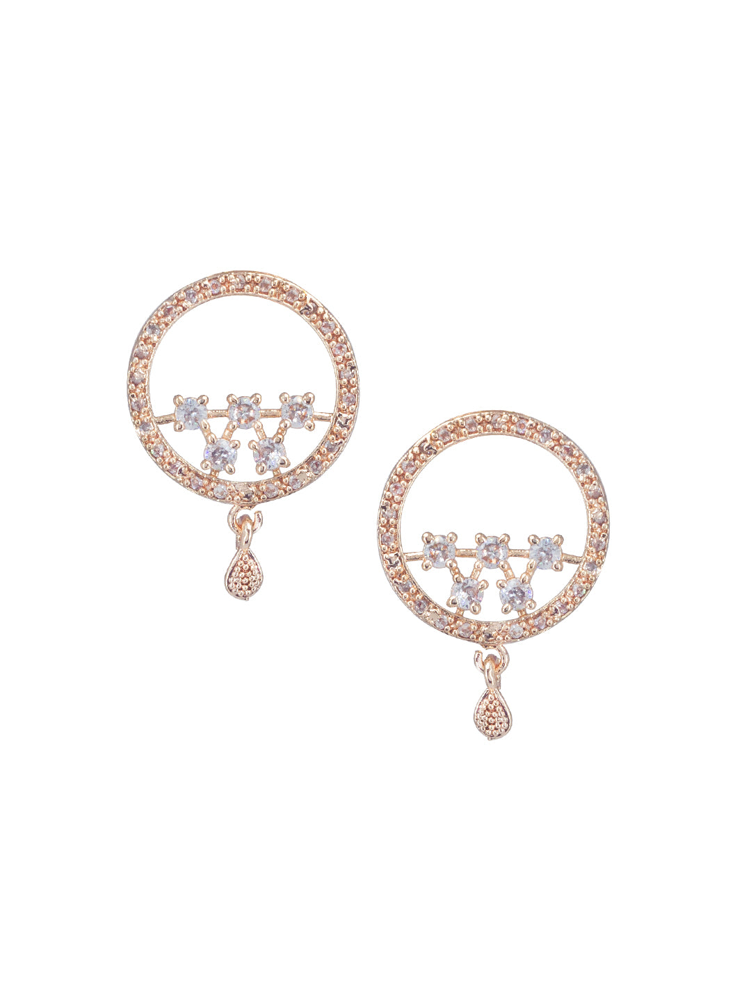 Rose Gold Plated American Diamond Circular Jewellery Set