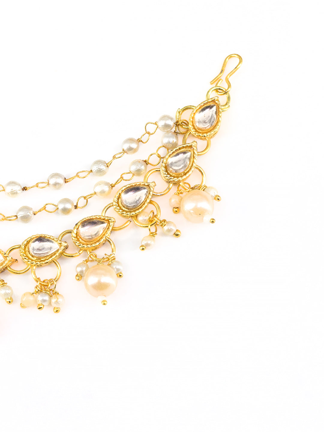 Artificial Stones & Beads Studded 3 Layered Ear Chain
