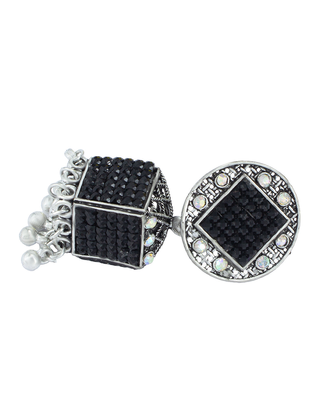 Oxidized Black Square Jhumka Earrings