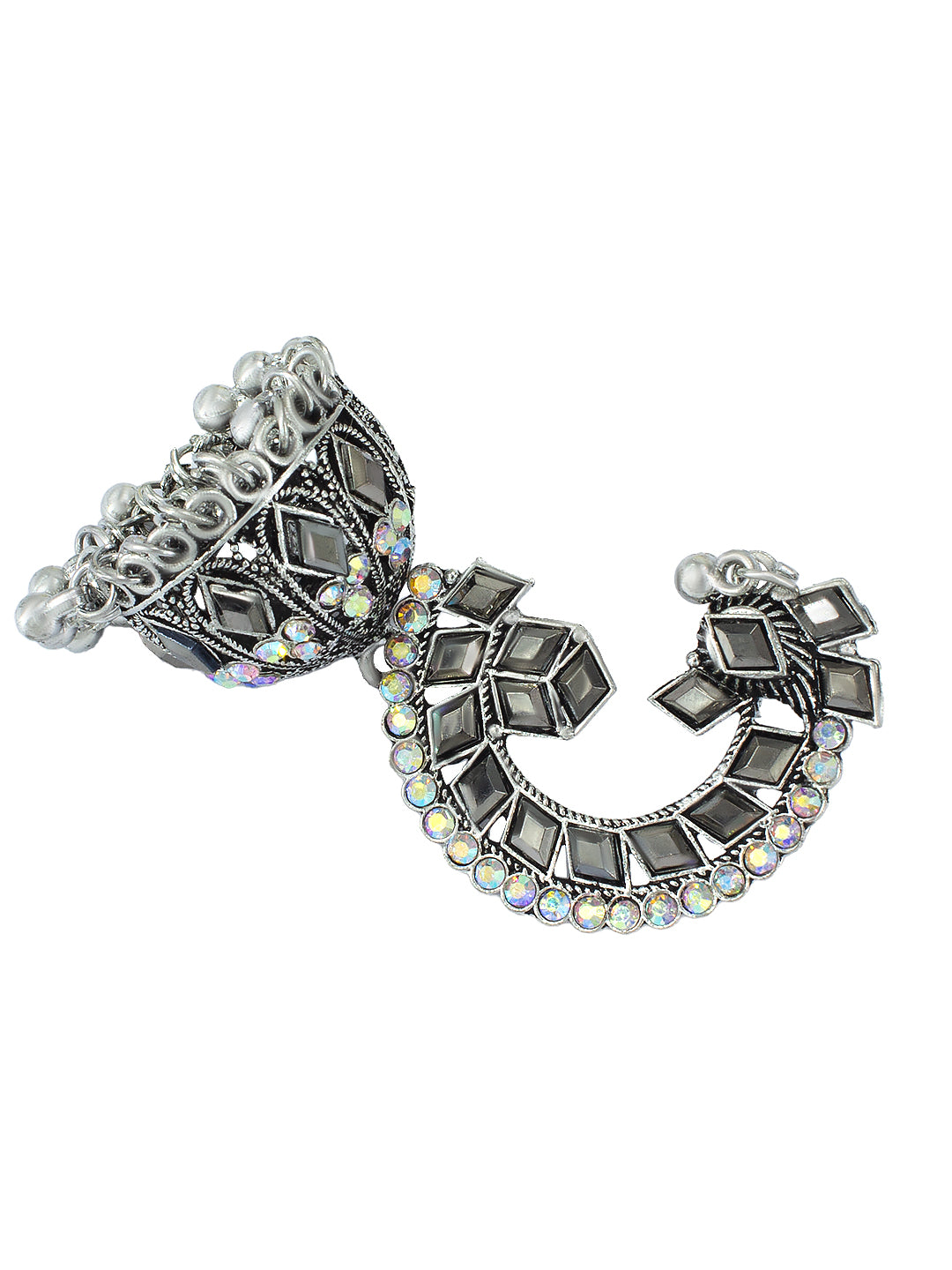 Oxidized Peacock Jhumka Earrings