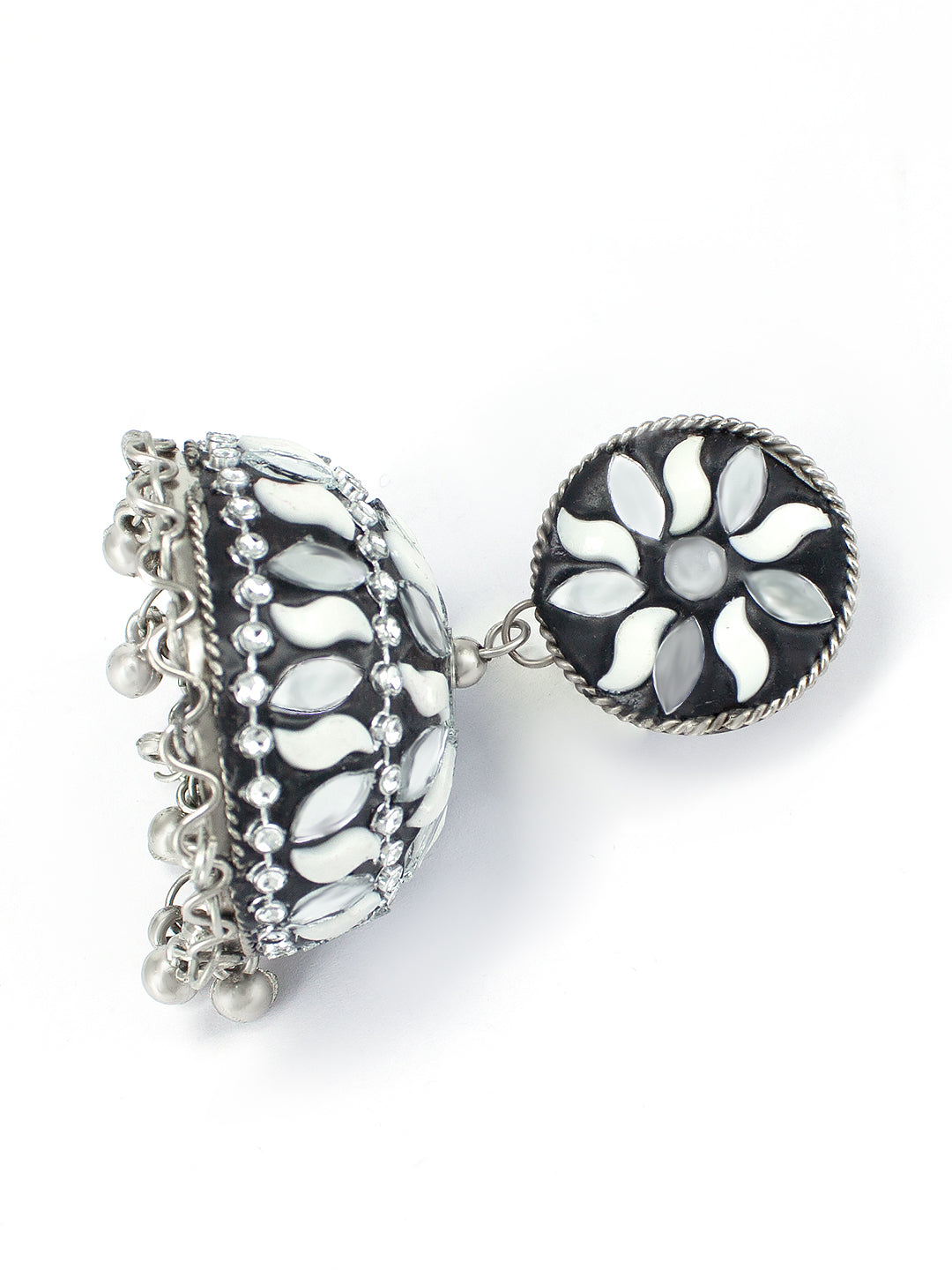 Black Beads Drop Jhumka Earrings