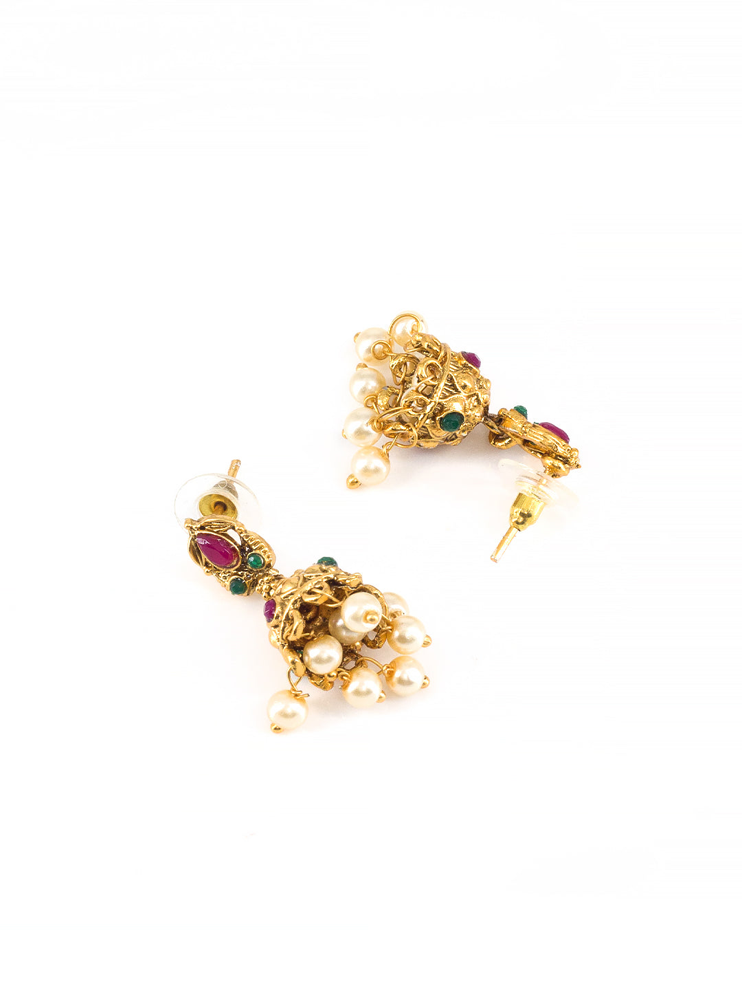 Antique Artificial Stones & Beads Temple Jewellery Set