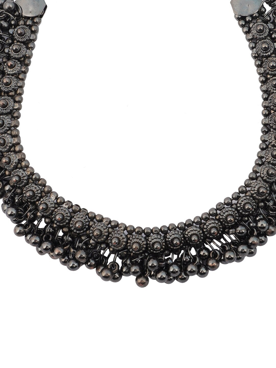 Oxidized Beads Drop Choker Jewellery Set