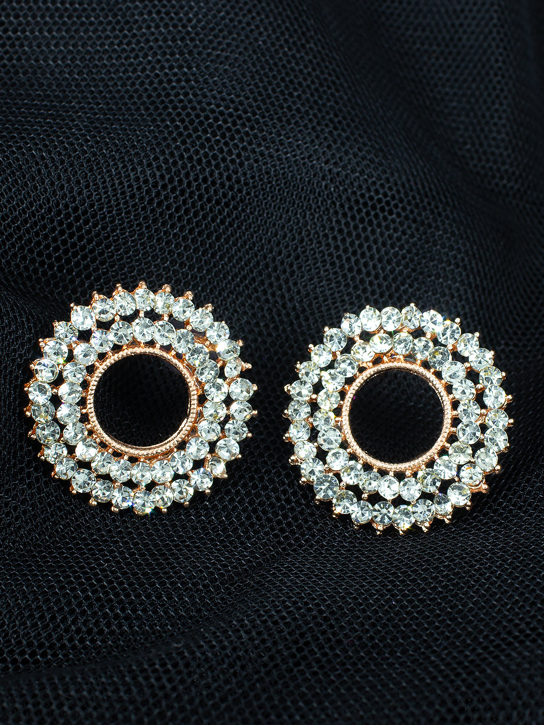 Circular CZ Stud Earrings