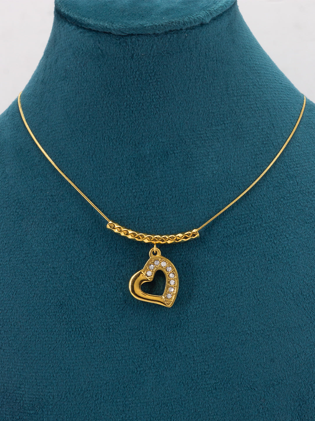 Stainless-Steel AD Heart Trendy Chain Necklace