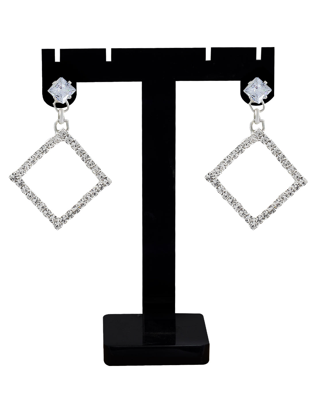 Rhinestone Square Drop Earrings