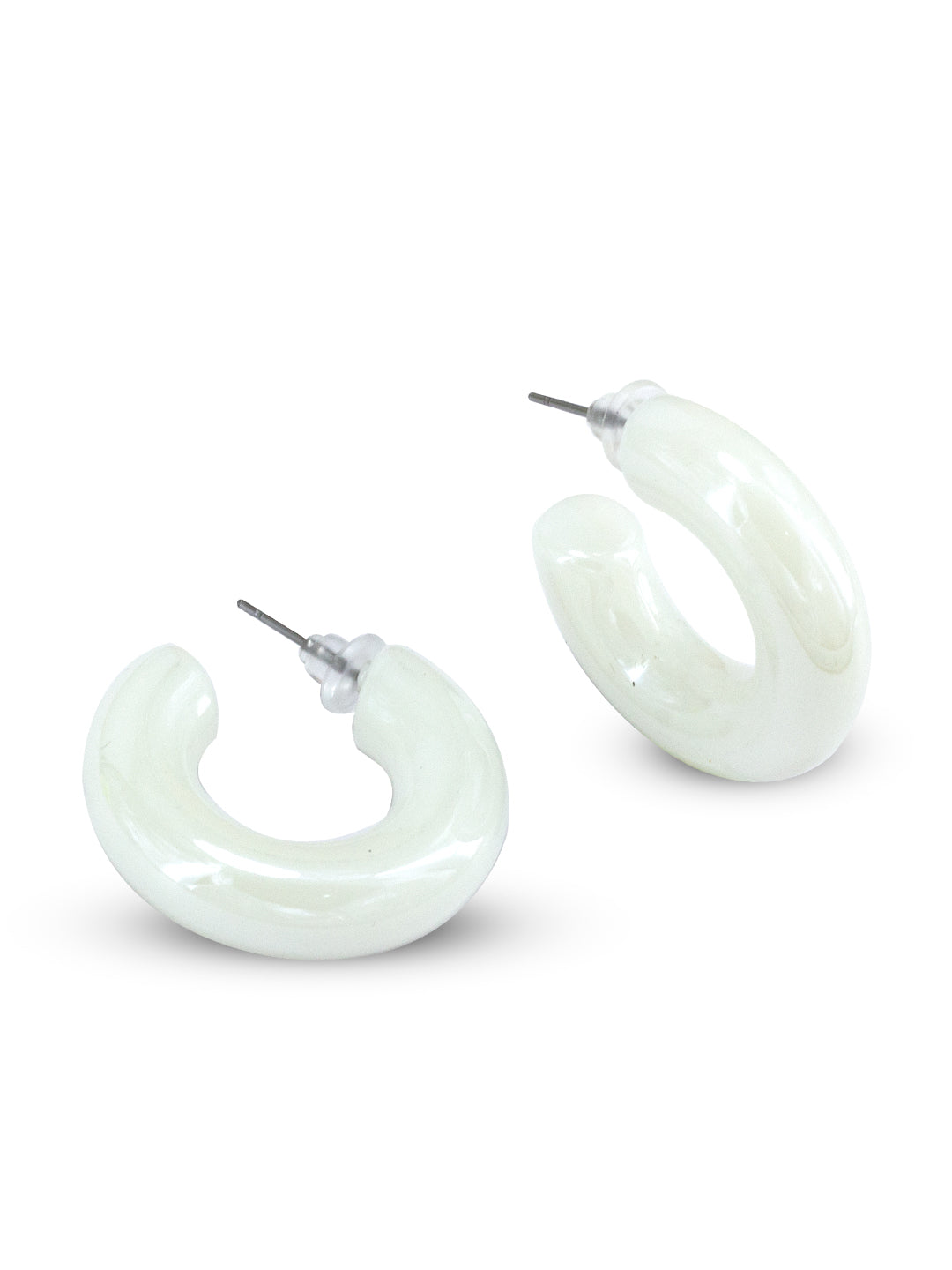 White Half Hoop Earrings