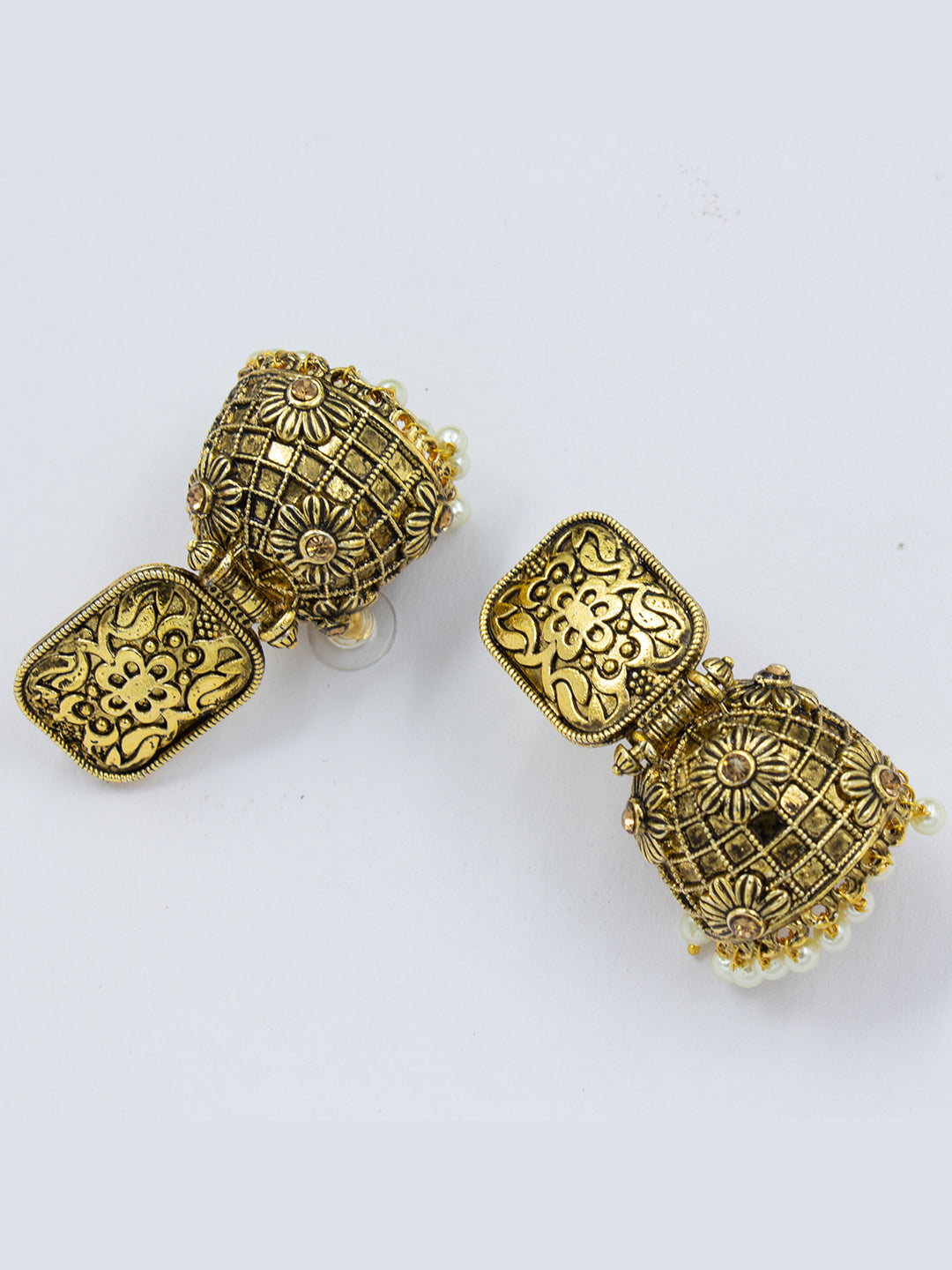 Floral Beads Drop Jhumka Earrings