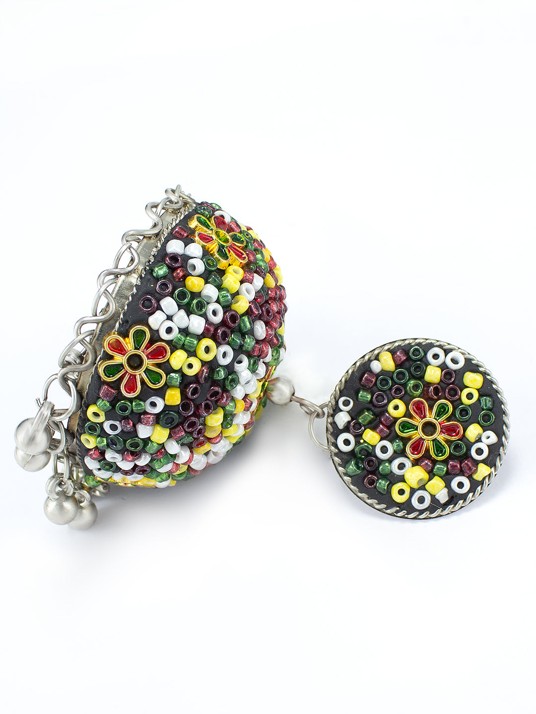 Black & Yellow Beads Drop Jhumka Earrings