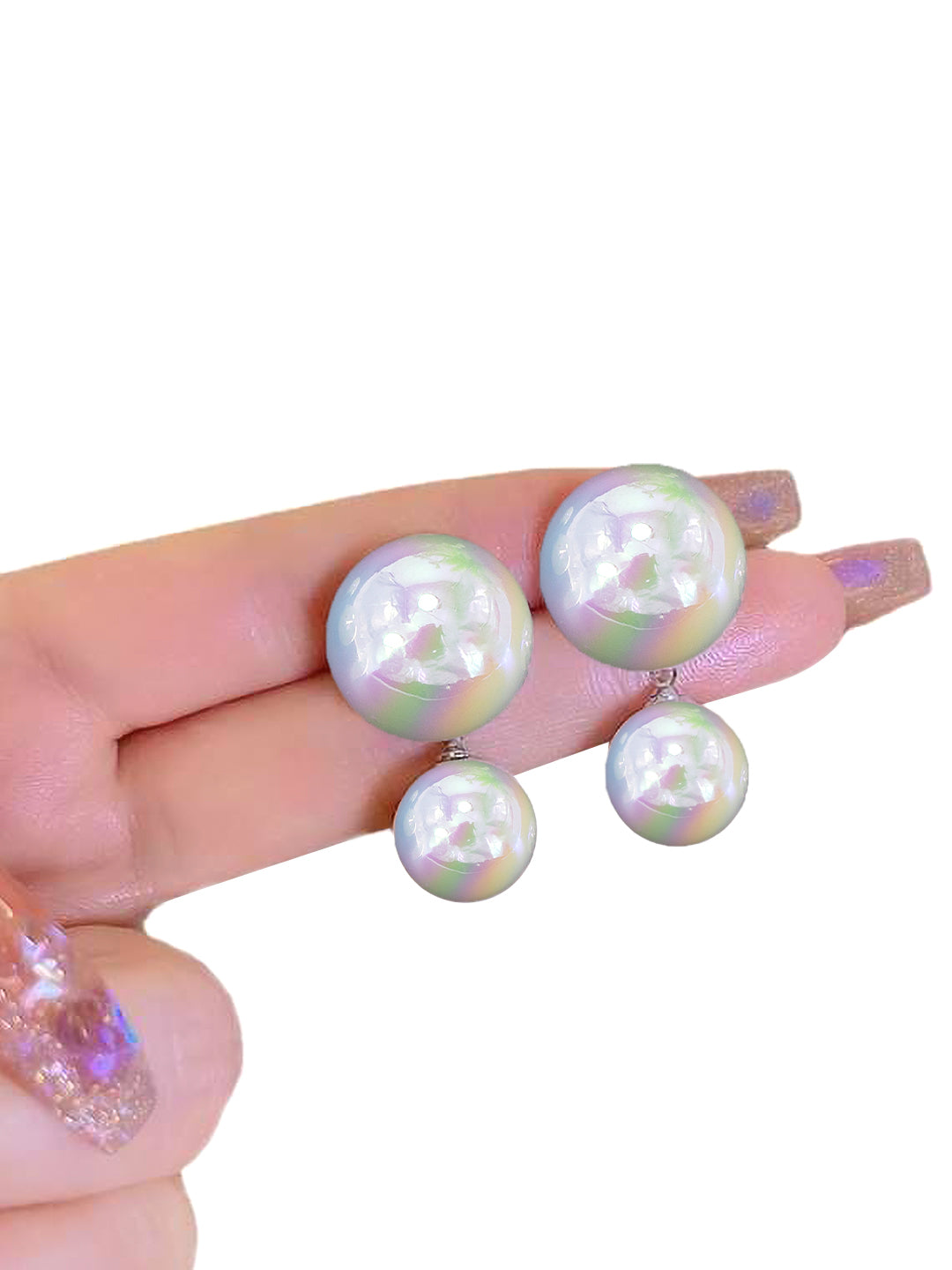 Double Sided Pearl Stud Earrings