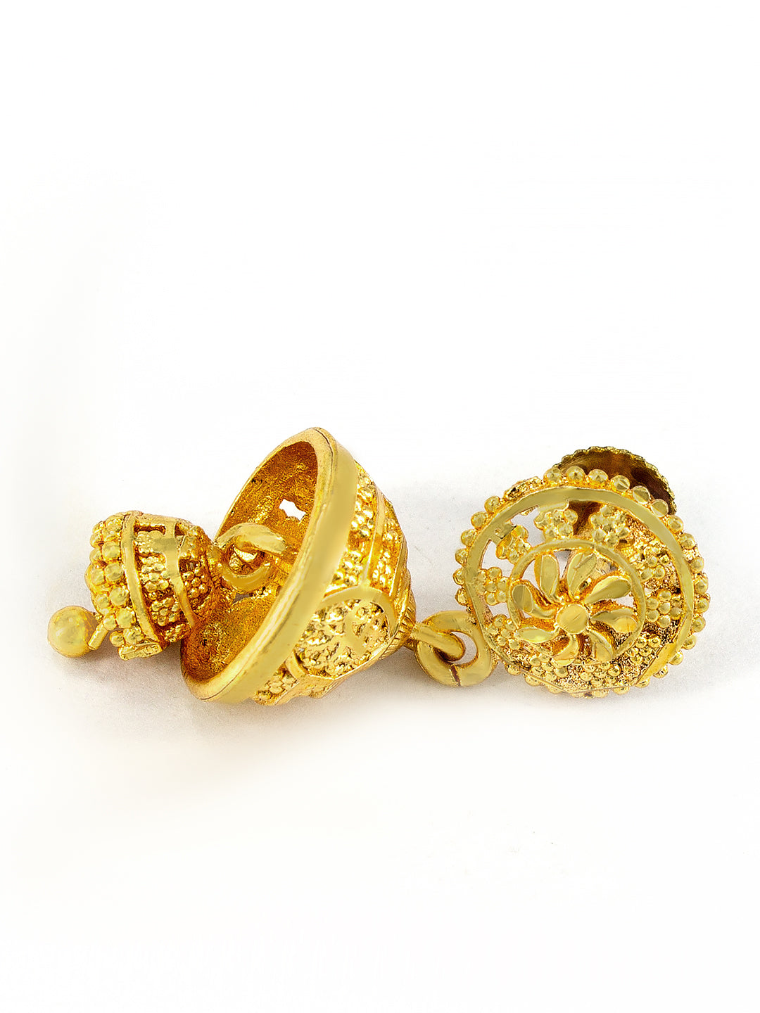 Gold Plated Floral Jhumka Earrings