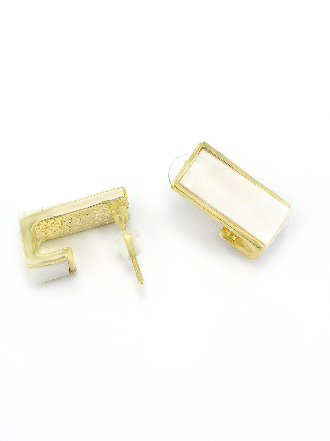 Gold Plated White Stud Earrings