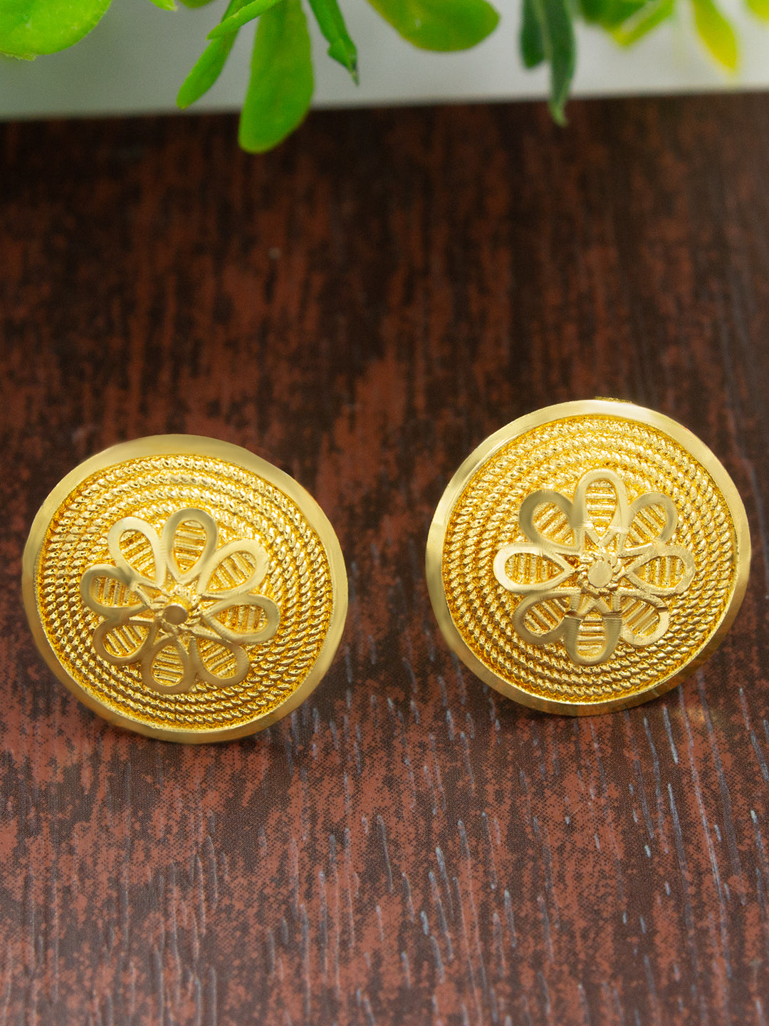 Gold Plated Floral Stud Earrings