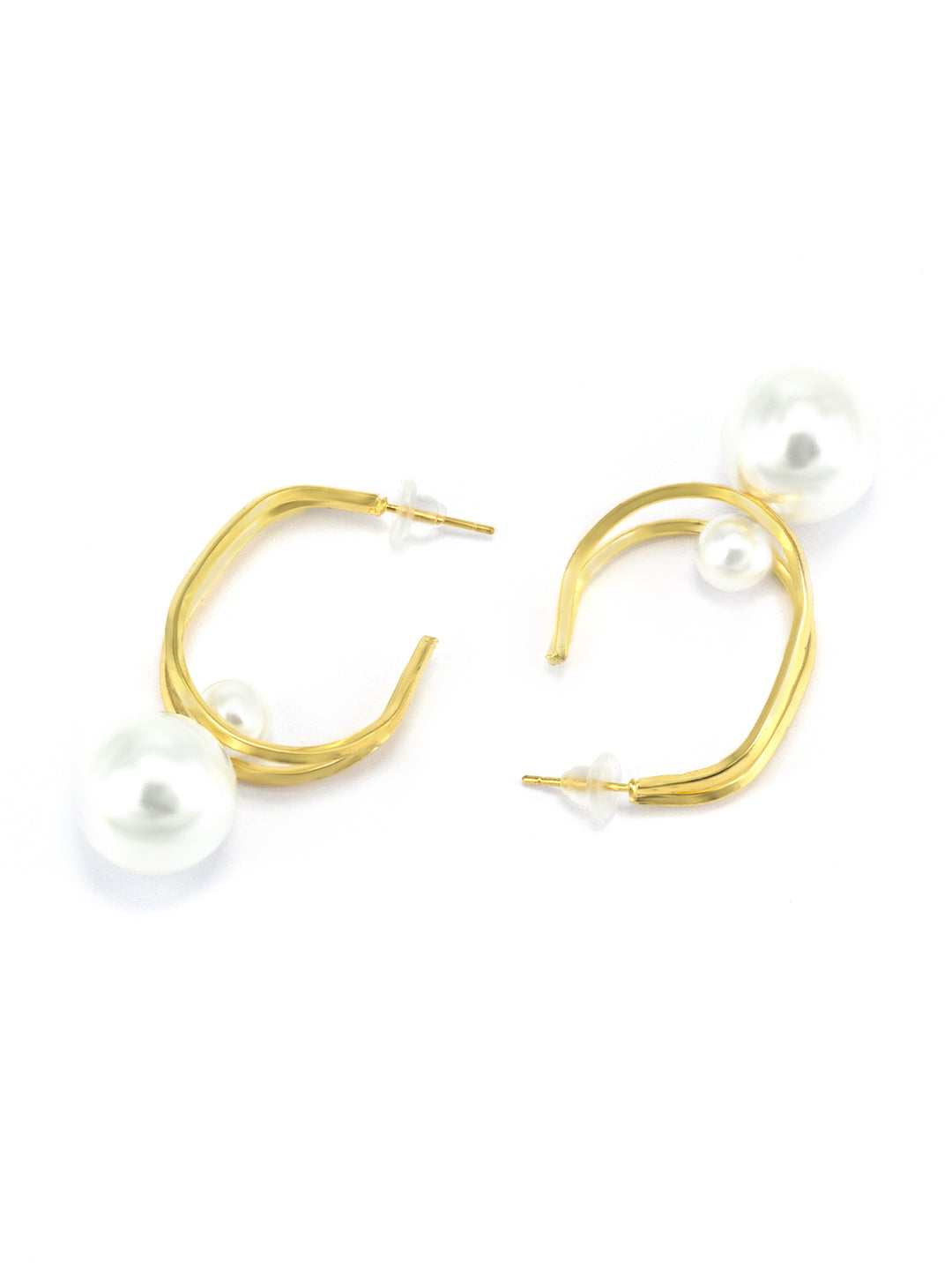 Pearl Half Hoop Earrings
