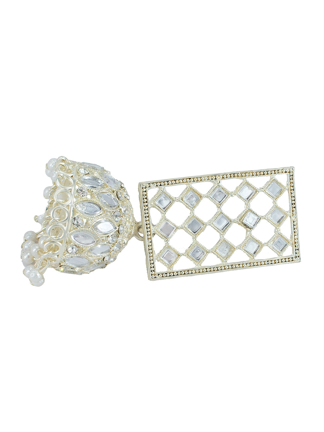 Rectangular Beads Drop Jhumka Earrings