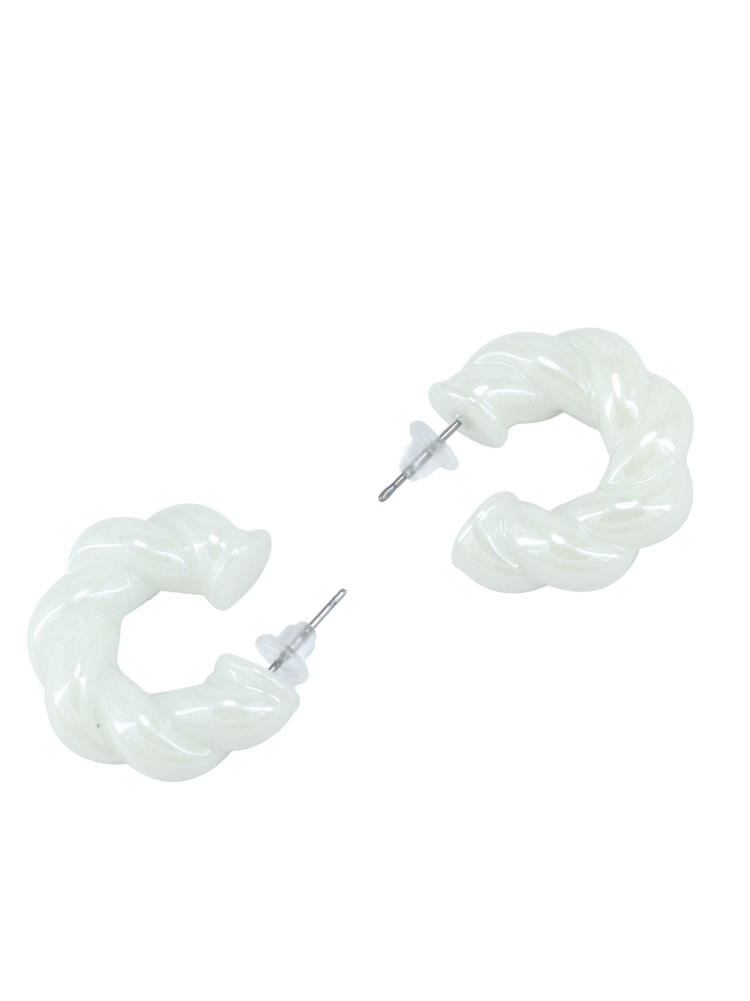 White Half Hoop Earrings