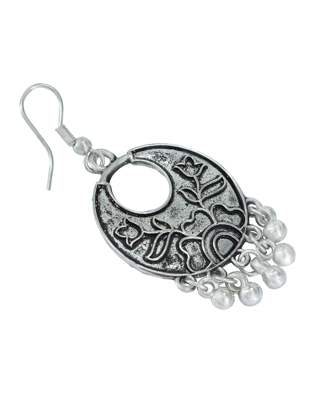 Oxidized Floral Drop Earrings