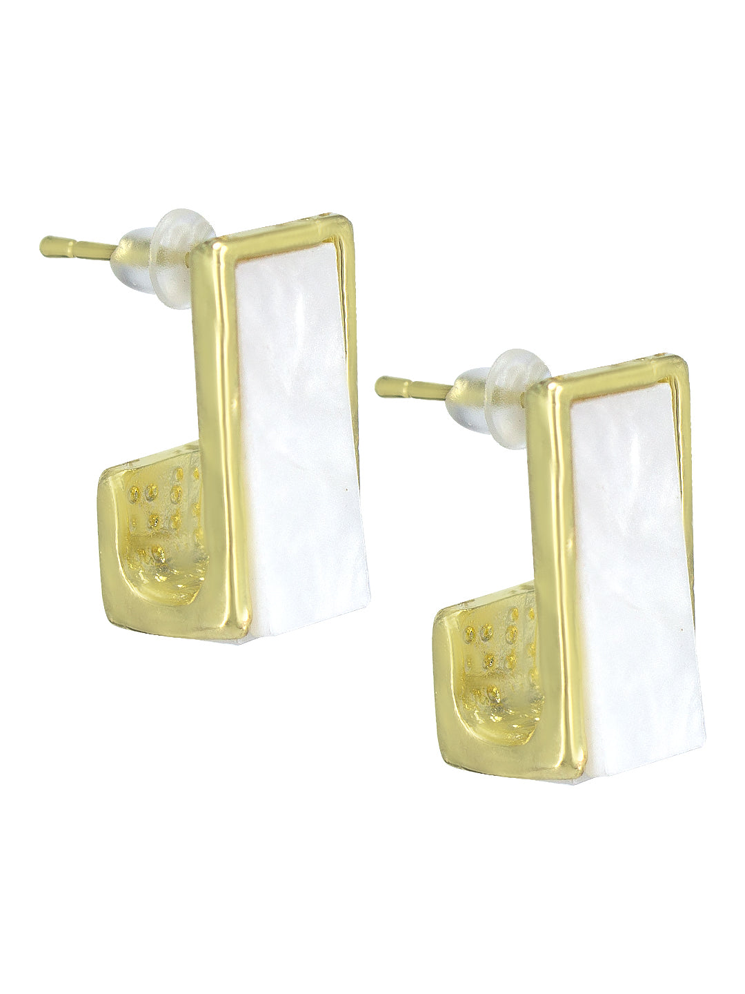 Gold Plated White Stud Earrings
