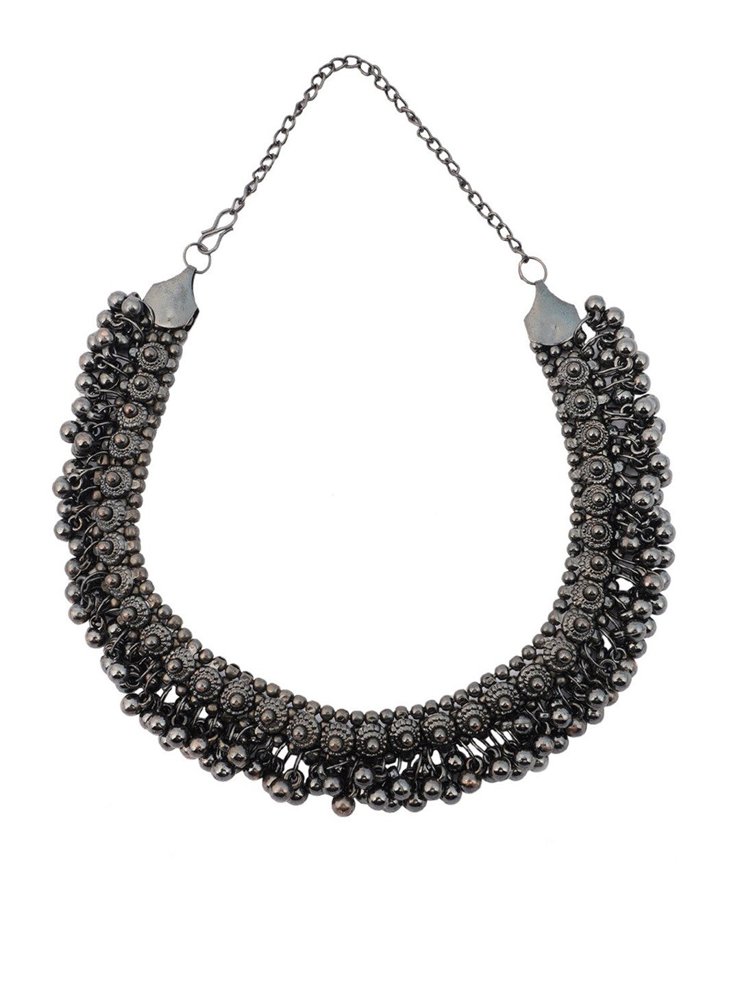 Oxidized Beads Drop Choker Jewellery Set
