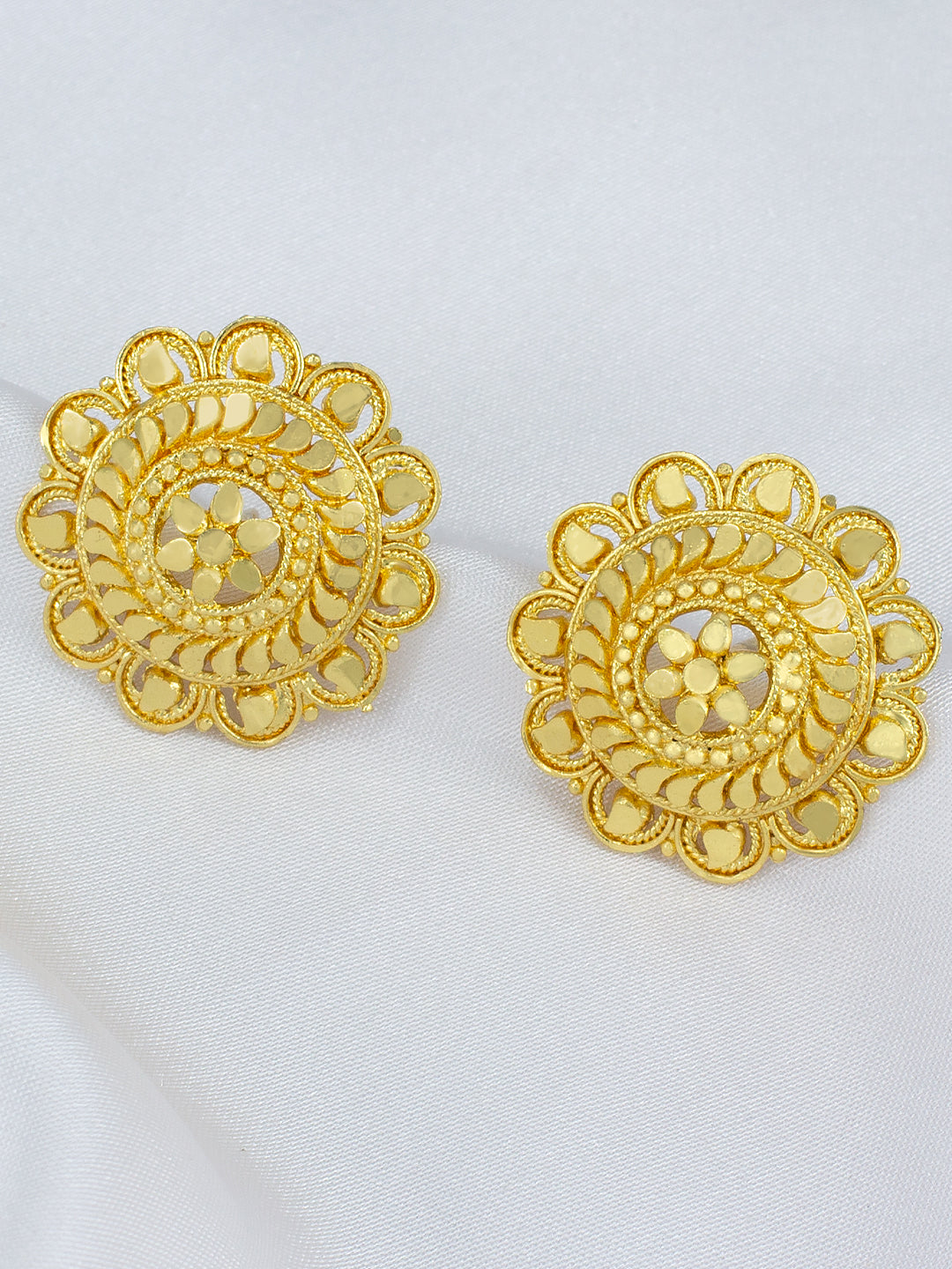 Gold Plated Floral Stud Earrings