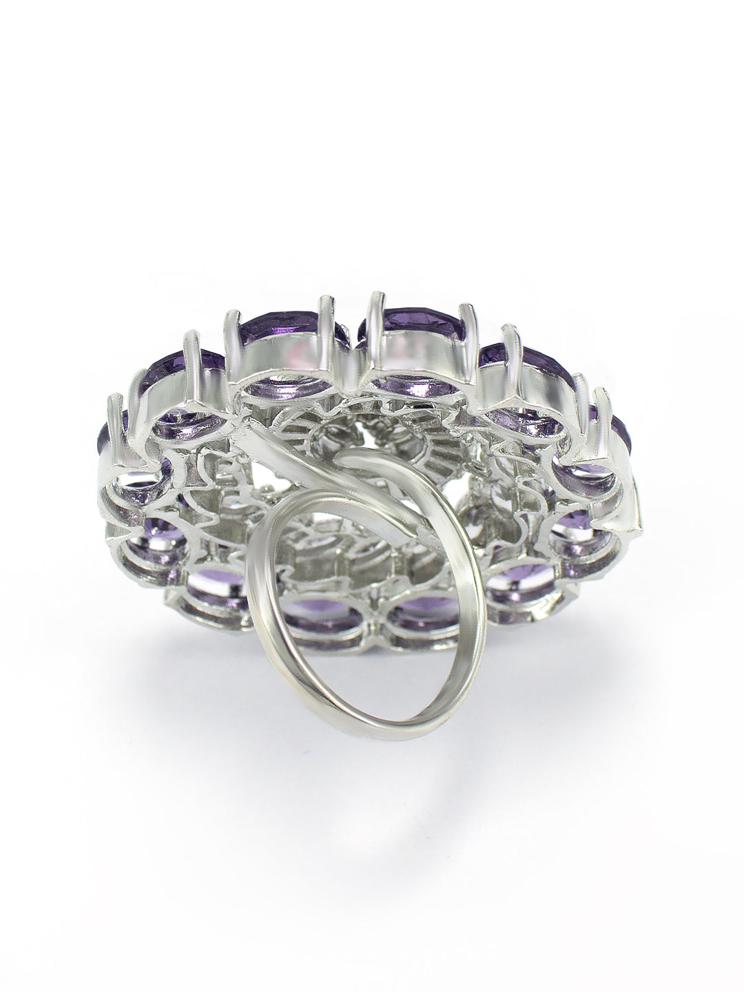 Purple AD Floral Adjustable Finger Ring