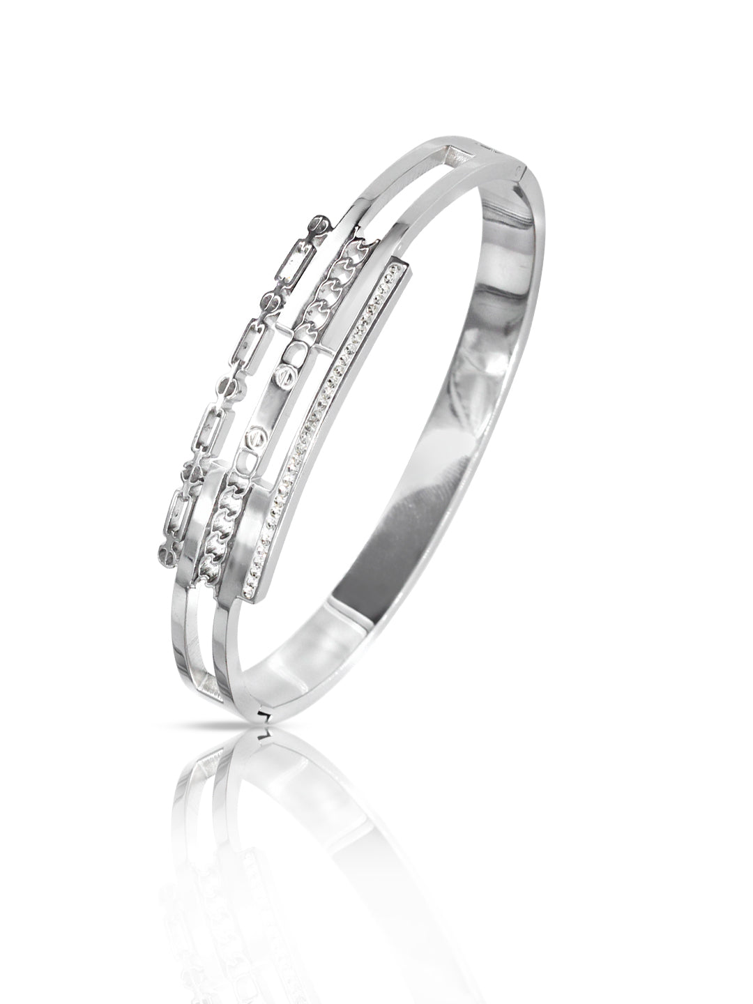 Stainless Steel Anti Tarnish American Diamond Openable Bracelet