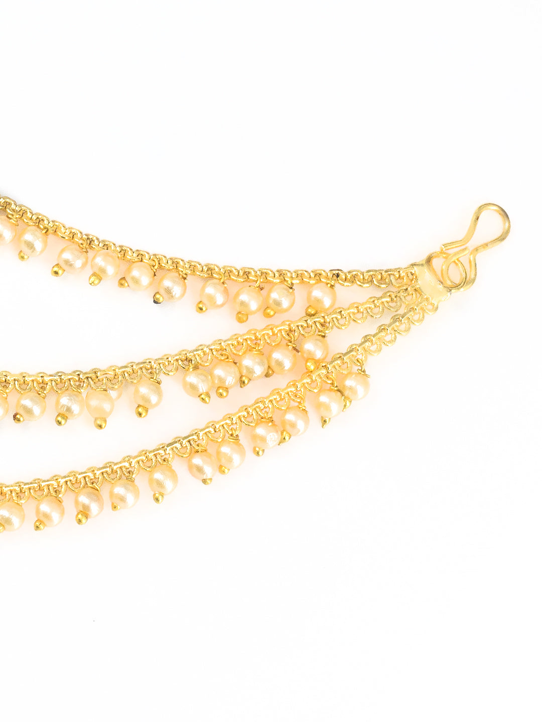 Bahubali Ear Chain 3 Layered with Small Pearl Beads