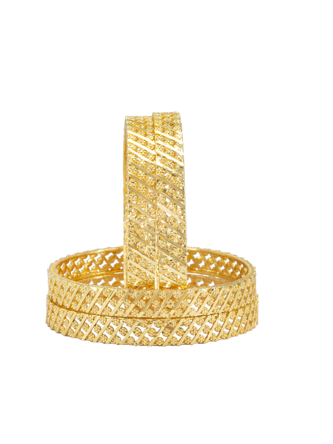 Set of 4 Gold Plated Anti-Tarnish Brass Bangles