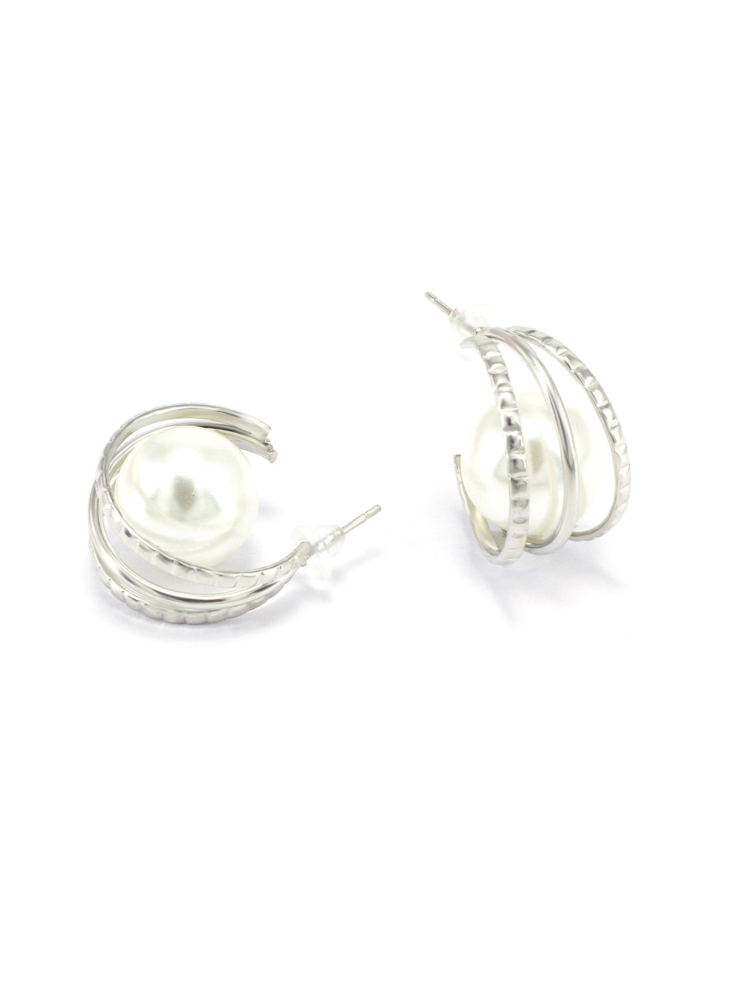 Pearl Half Hoop Earrings