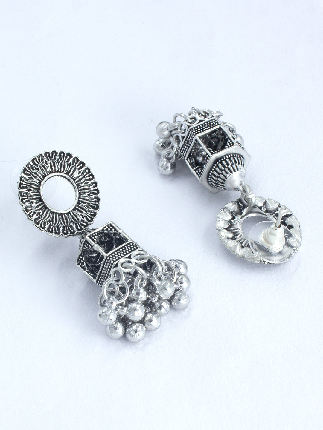 Pack of 5 Silver Oxidised Jhumki Earrings