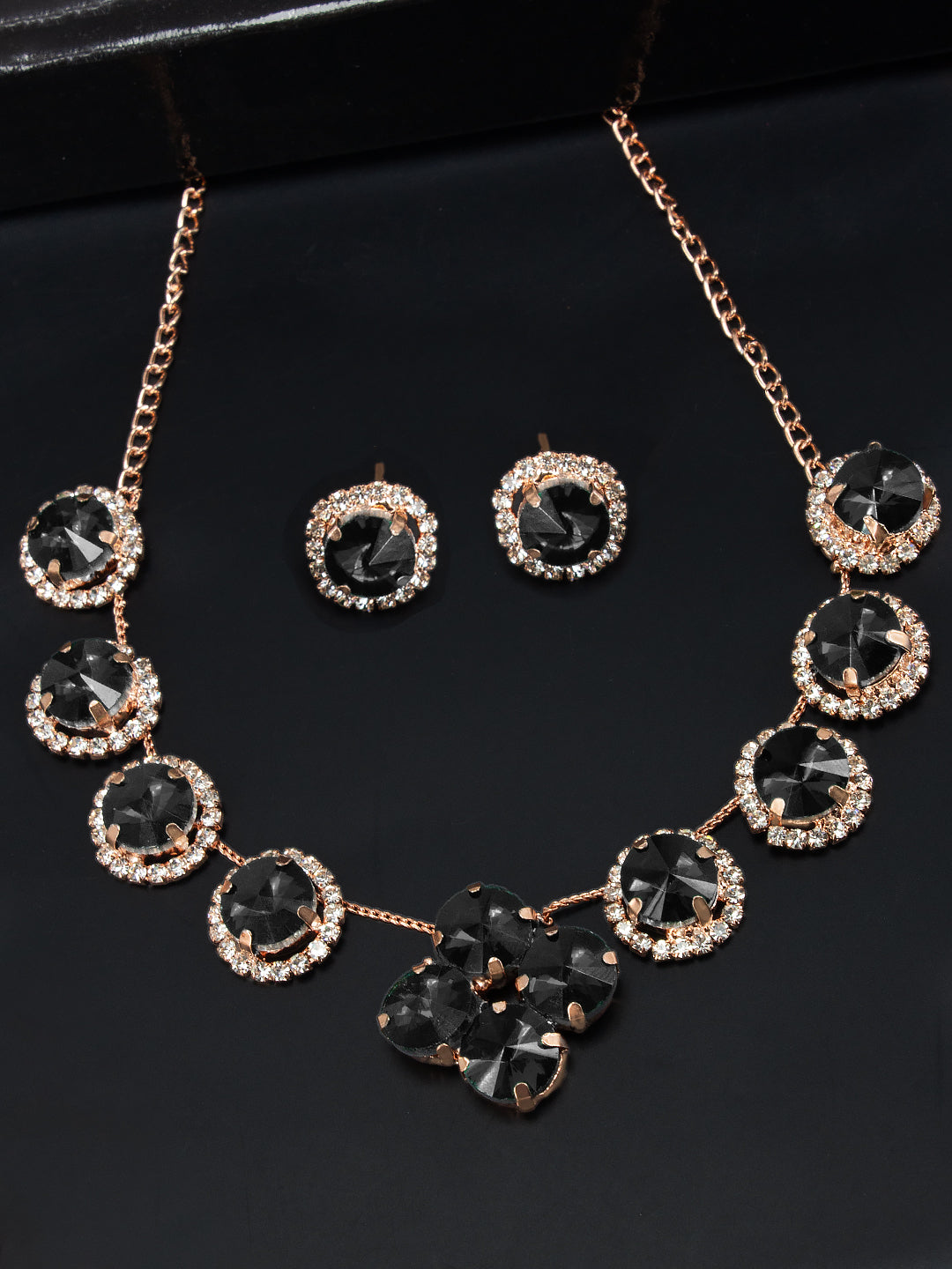 Black Floral Jewellery Set