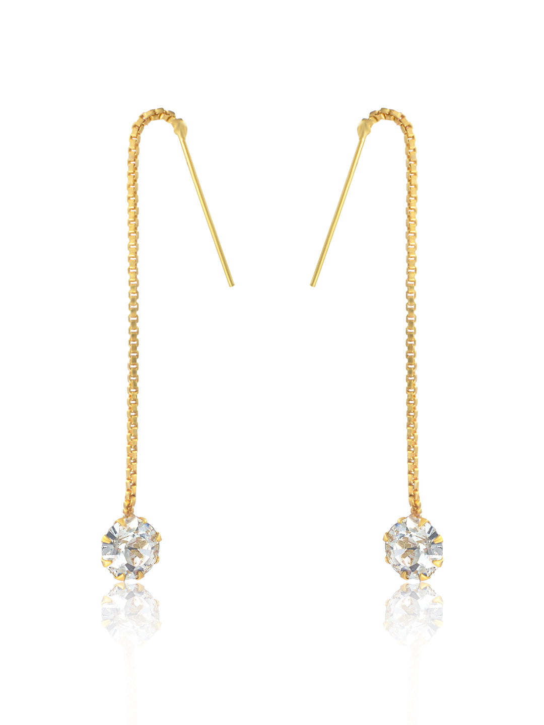 Gold-Plated CZ Studded Sui Dhaga Drop Earrings