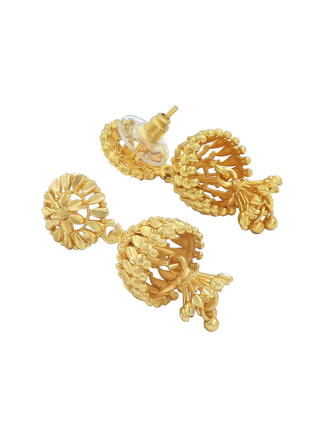 Gold Plated Floral Jhumka Earrings