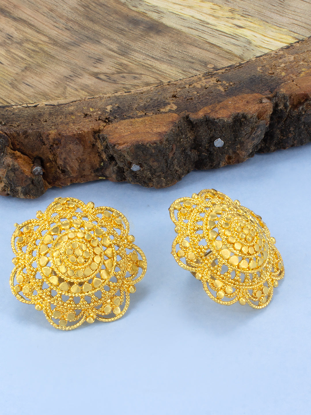 Gold Plated Floral Stud Earrings