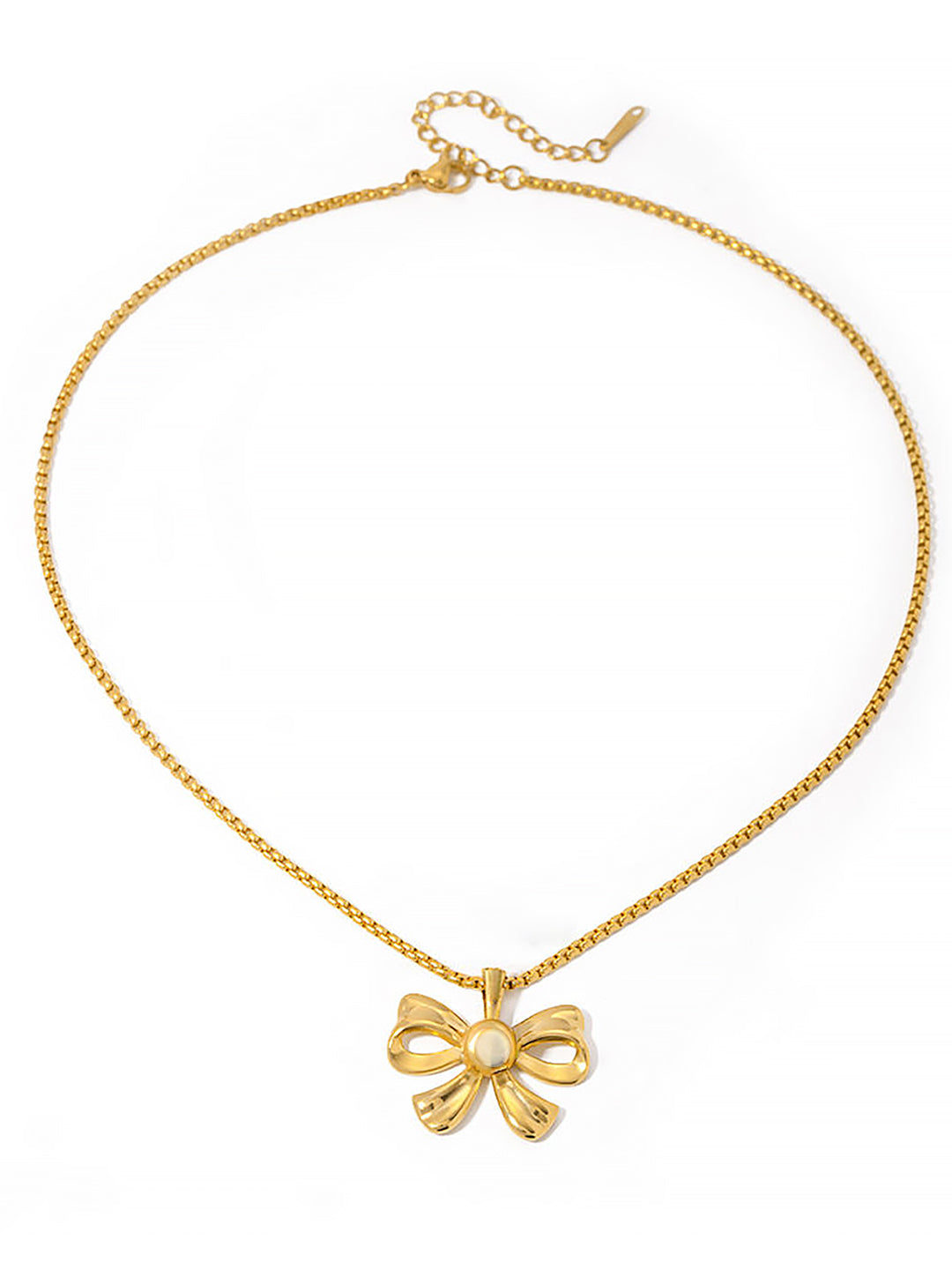 Stainless Steel Bow Chain Necklace | Trendy Anti Tarnish Bow Pendant Style Chain Necklace