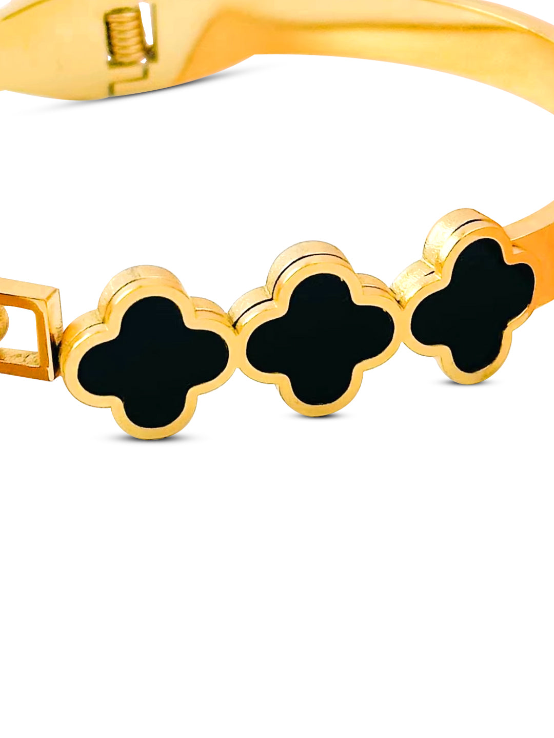 Stainless Steel Anti Tarnish Four Leaf Clover Openable Bracelet