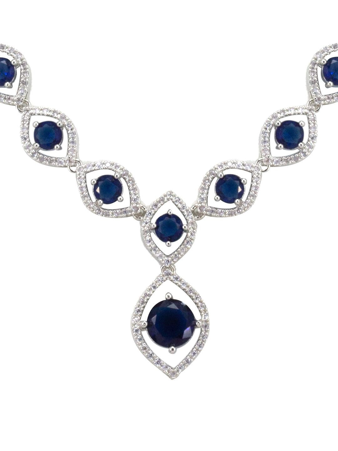 Blue American Diamond Jewellery Set